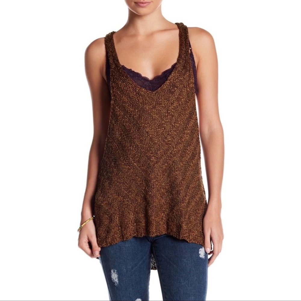 Free People Chevron Sweater Tank Top Brown Size XS